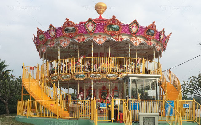 Classic theme double layer carousel ride 